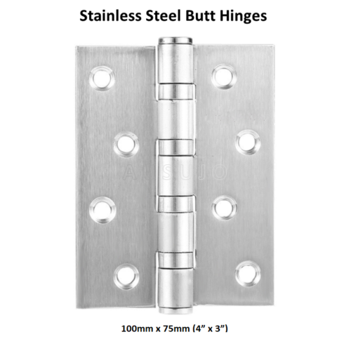Stainless Steel 100mm X 75mm / 4″ X 3″ Butt Door Hinges Ball Bearing