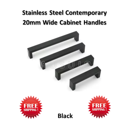 free shipping: Urban Black 10mmx20mm Stainless Steel Kitchen Cabinet Square Handles