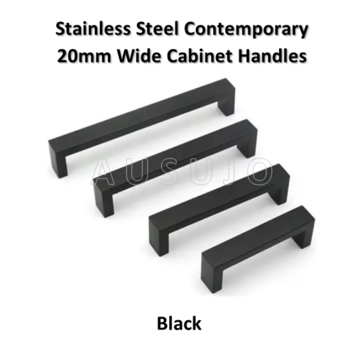 Urban 20mm Black Stainless Steel Kitchen Cabinet Door Drawer Handles