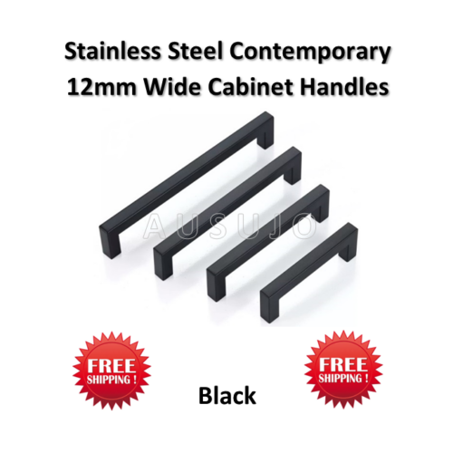 free shipping: Urban Black 12mm Stainless Steel Kitchen Cabinet Square Handles
