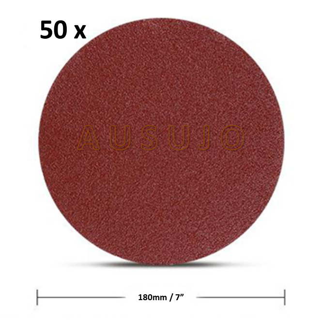 HILDA 30-teiliges Klett-Schleifscheiben Set – Rot, 7 Zoll / 180mm, Körnung 320-1500