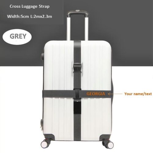 Grey Personalised Embroidered Cross Luggage Strap