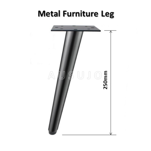 250mm Black Angled Tapered Metal Furniture Leg