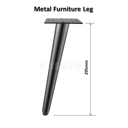 295mm Black Angled Tapered Metal Furniture Leg
