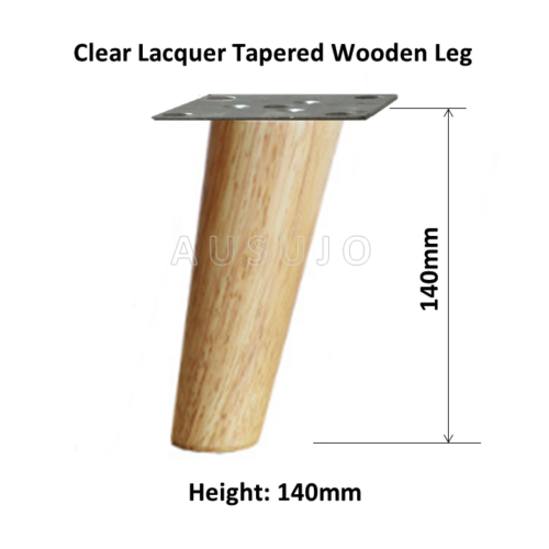 140mm Clear Lacquer Angled Tapered Wooden Furniture Leg