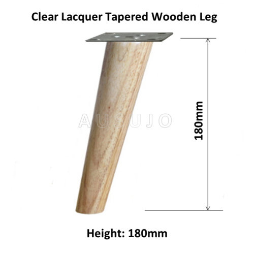 180mm Clear Lacquer Angled Tapered Wooden Furniture Leg
