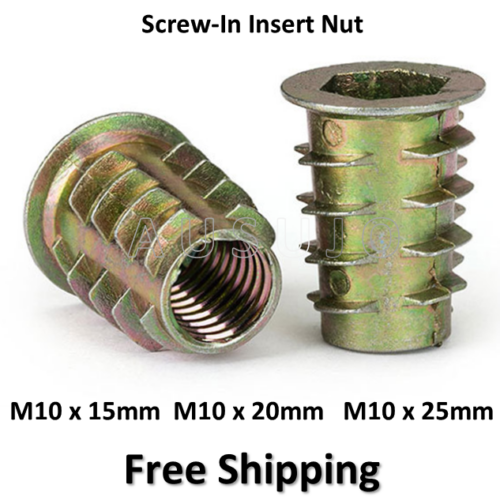 M10 x 15mm 20mm 25mm Screw-in Insert Nuts