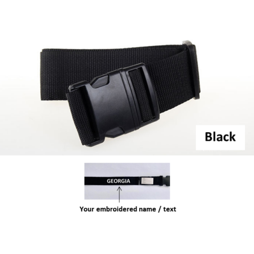 Black Personalised Embroidered 2m Luggage Strap
