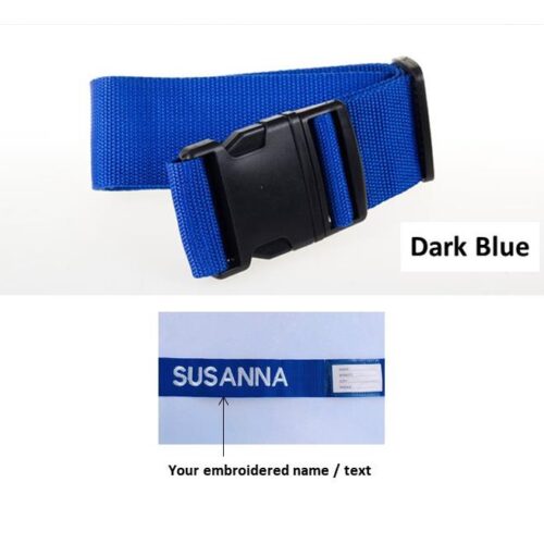 Dark Blue Personalised Embroidered 2m Luggage Strap