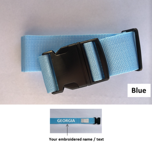 Light Blue Personalised Embroidered 2m Luggage Strap