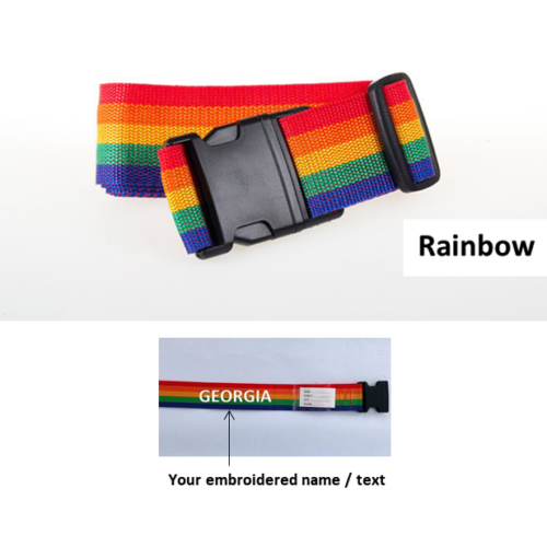 Rainbow Personalised Embroidered 2m Luggage Strap