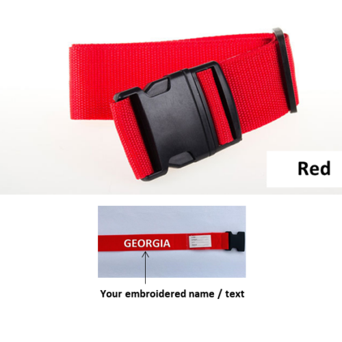 Red Personalised Embroidered 2m Luggage Strap