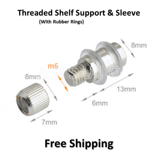 8mm Threaded Shelf Support with Rubber Ring & Sleeves