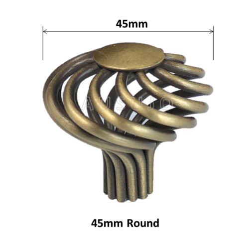45mm Bronze Round Birdcage Twist Spiral Handle Knob Pull French Provincial