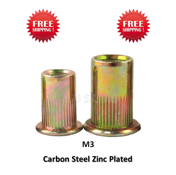 thumbnail image 2 of Stainless Steel Rivet Nuts 100-Pack M3-2 Carbon Steel Rivet Nuts - Self- Clinching Threaded Inserts Stainless Steel Rivets 2 of 14