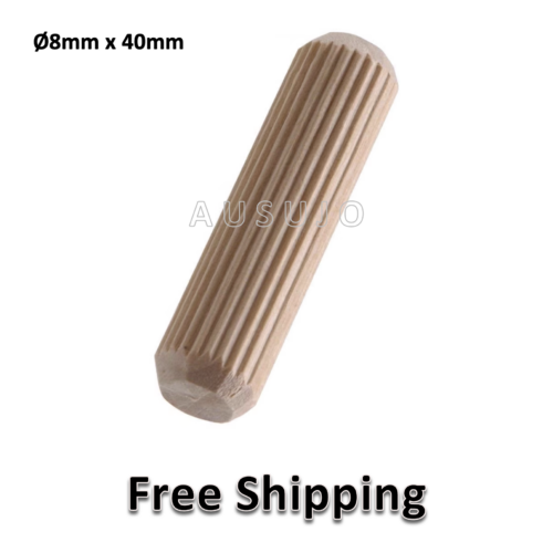 8mm x 40mm Fluted Wooden Dowel Pin