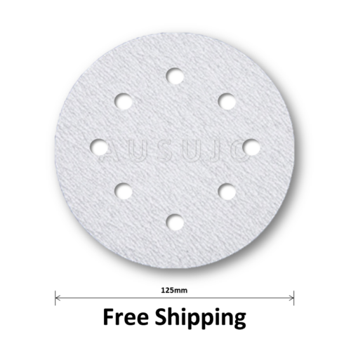 Free Shipping: 125mm / 5″ 8 hole Sanding Discs 60 – 1000 Grit Hook Loop